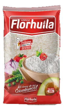 Arroz Florhuila — presentaciones 1 kg, 3 kg, 5 kg, 10 kg, Platino 1 kg, Integral 1 kg