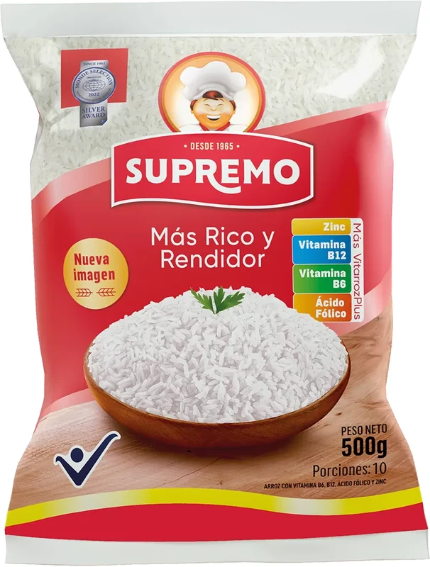 Arroz Supremo — presentaciones 450 g, Vitarroz Plus 2.5 kg, Vitarroz Plus 5 kg, Vitarroz Plus 10 kg, Integral Premium 1 kg